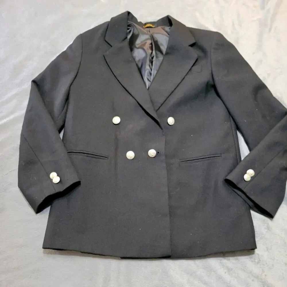 CLASS CLUB BIG BOYS SOLID DRESS JACKET BLAZER SZ 12 BLACK DOUBLE BREASTED JACKET